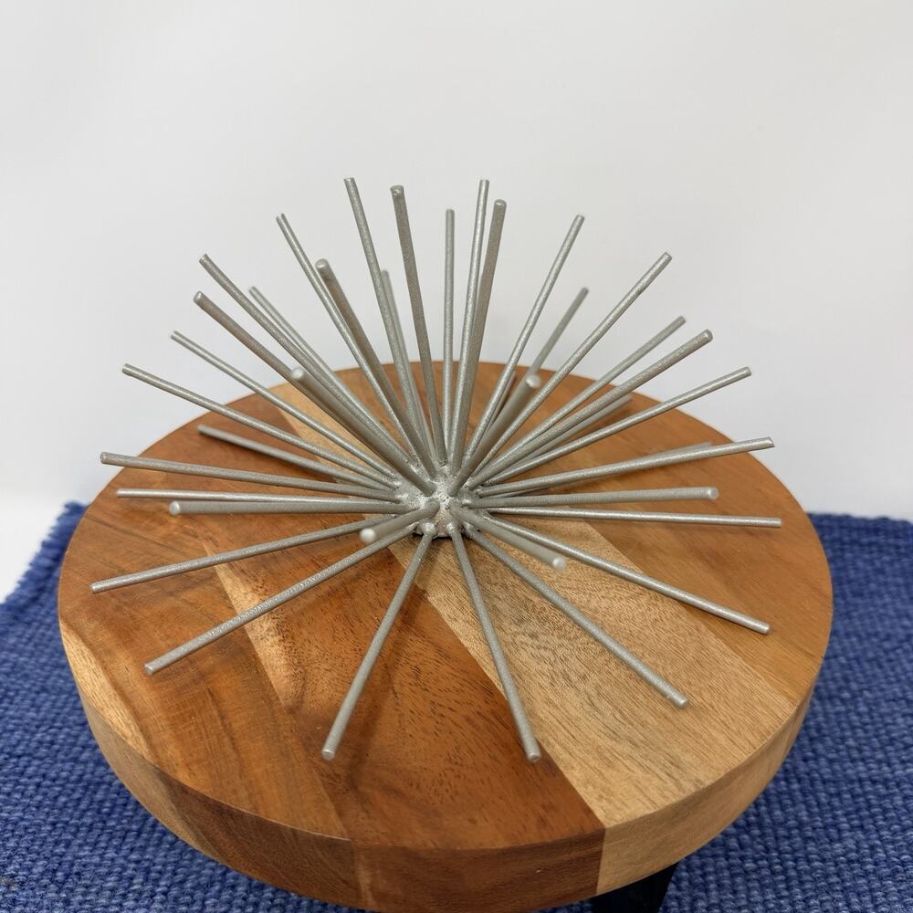 MCM Atomic Metal Starburst Wall Hanging Sea Urchin Decor Spike Modern Gray Orb